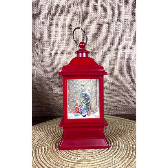 Christmas Water Glittering Snow Globe Lantern, Battery Powered New in Box - Picture 2 of 13